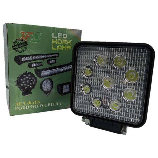 27W/60 (9x3W/широкий промінь,квадратний корпус)1710 lm LED Фара робоча JFD-1040 50мм (GF-009Z03D) 27W/60 (9x3W/широкий промінь,квадратний корпус)1710 lm LED Фара робоча JFD-1040 50мм (GF-009Z03D)