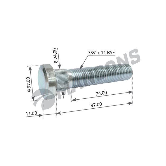 Шпилька колісна 7/8"х11BSF/97 Scania R-series задня (бортовий редуктор),1868668,2285280,FE104084,SAMPA043.256