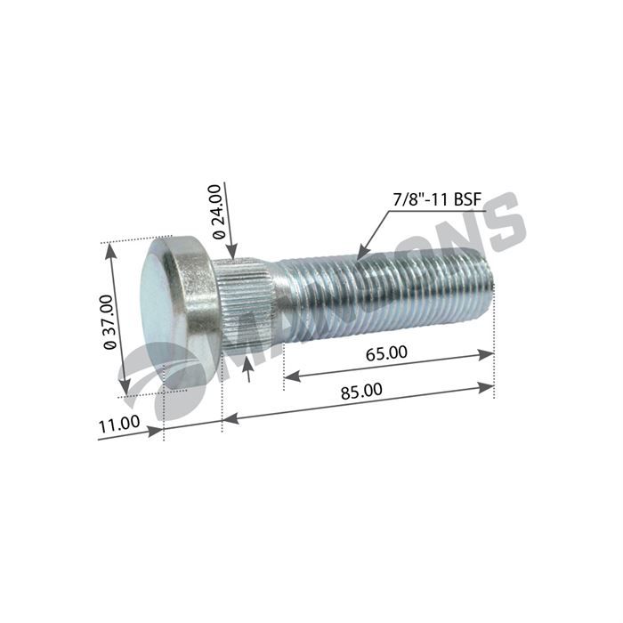 Шпилька колісна 7/8"х11BSF/85 Scania1528712,2285279,1421005,FE197124,DT1.17133