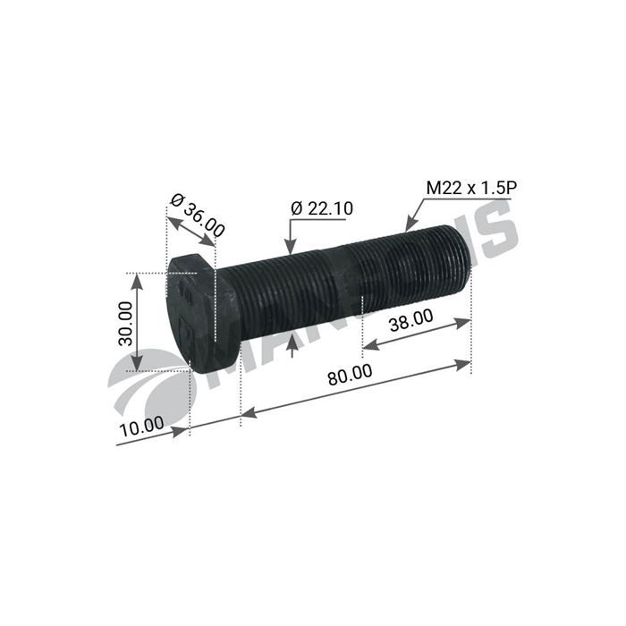 Шпилька колісна M22x1,5/80 BPW ECO0329633111,FE19555,SAMPA070.247