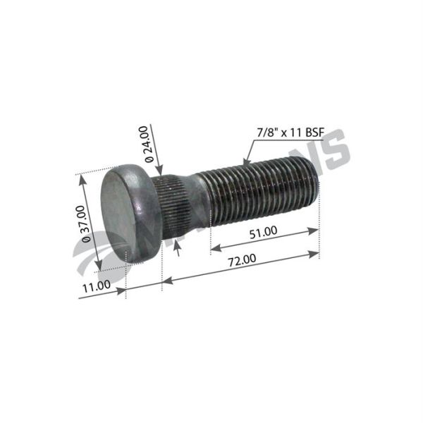 Шпилька колісна 7/8"х11BSF/72 Scania 4s/R-series передня (новий зразок),1868665,FE40510,SAMPA041.396 Шпилька колісна 7/8"х11BSF/72 Scania 4s/R-series передня (новий зразок),1868665,FE40510,SAMPA041.396