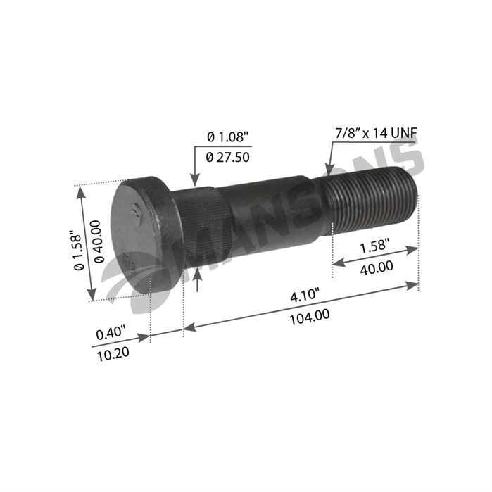 Шпилька колісна 7/8"х14UNF/104 Volvo F12/FH12 задня,1573082,FE05778,SAMPA031.080
