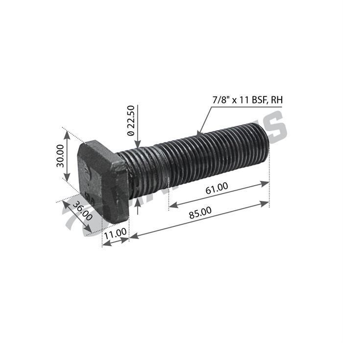 Шпилька колісна 7/8"х11BSF/85 Scania 3s, 4s задня,1368693,FE05917,FE14853,SAMPA041.005